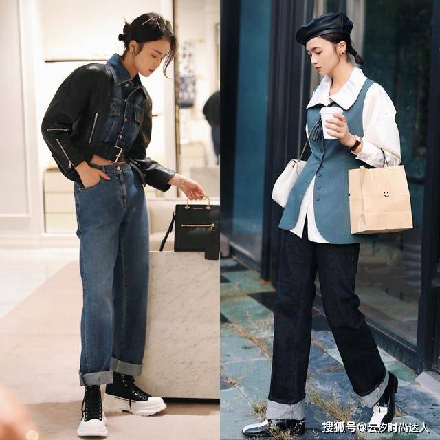 降低 秋冬穿“牛仔裤”怎么搭配上衣、鞋子，才能既时髦又显腿细？