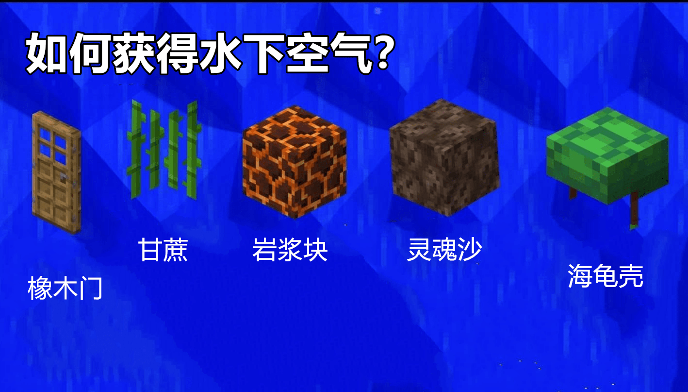 如何在minecraft获得 水下空气 大佬 一个甘蔗就能搞定 方块