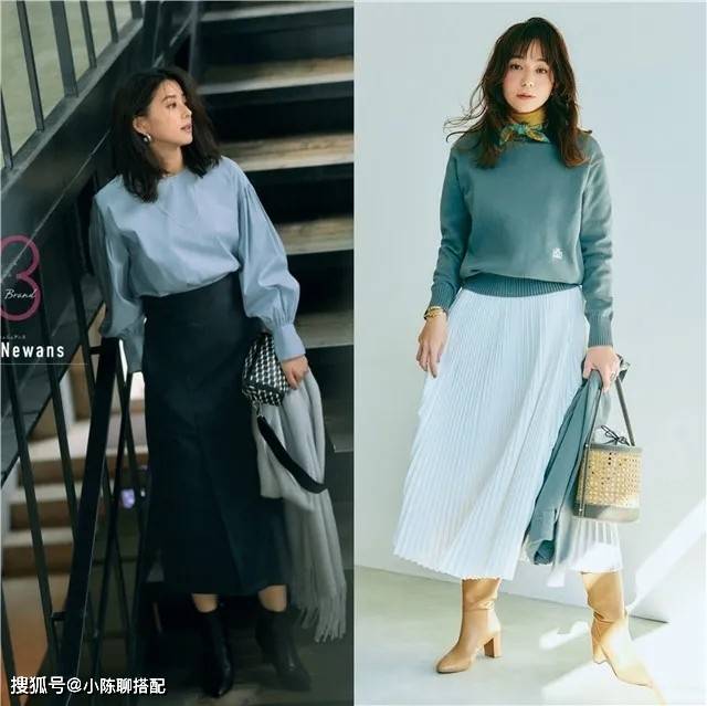 颜色 穿衣别太复杂，中年微胖妈妈们试试“半裙+靴子”，显瘦又高级