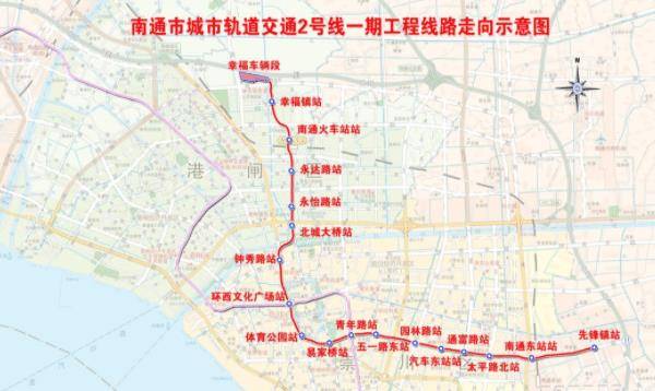 南通将凭借地铁2号线开始逆袭之路，全长20公里，沿线共设17站