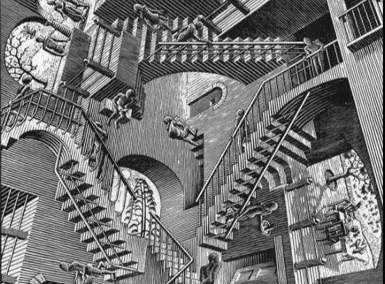 maurits cornelis escher)1953年的一幅畫——《相對性》(relativity)