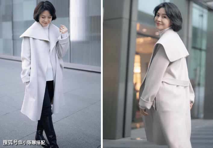 显得 这才是50岁女人该有的大衣打扮，保暖又高级，妈妈们可以照着穿