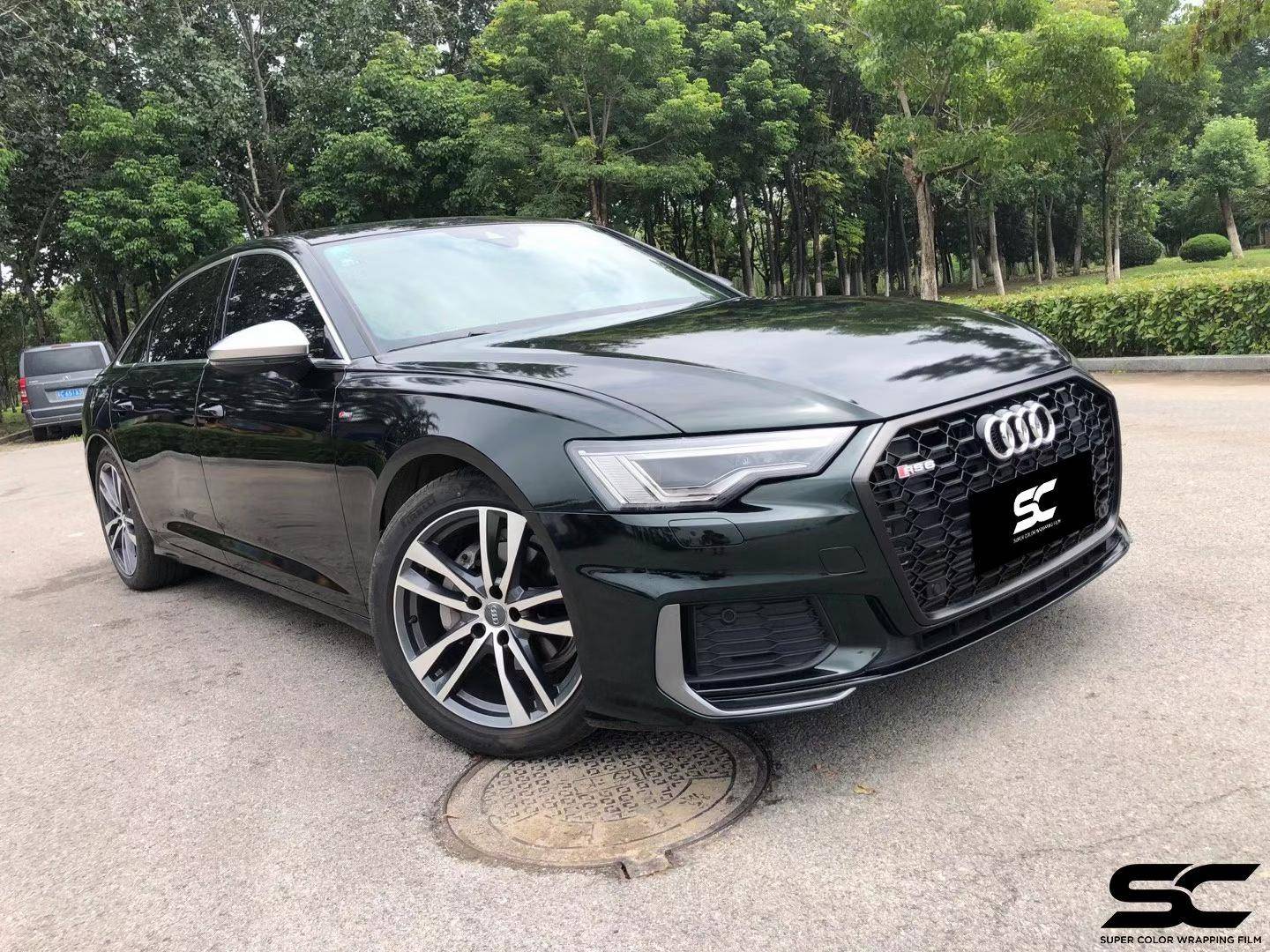 奥迪a6sc改色膜祖母石绿