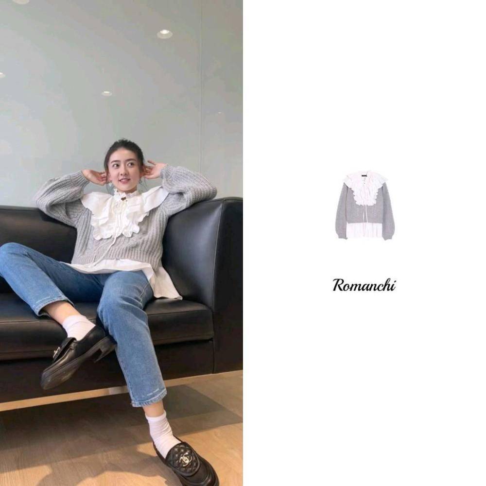 身材 梁洁的脸太可爱了，穿娃娃领毛衣超级甜美，脸颊肉肉惹人爱