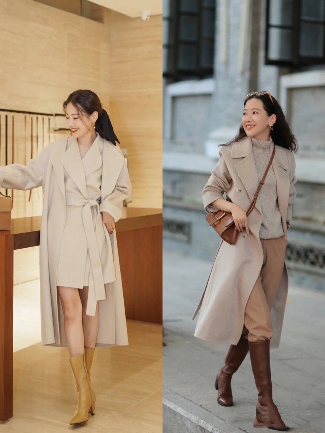 个性 穿大衣配“裤袜”太俗，今年流行大衣露腿穿，优雅大方更显成熟美