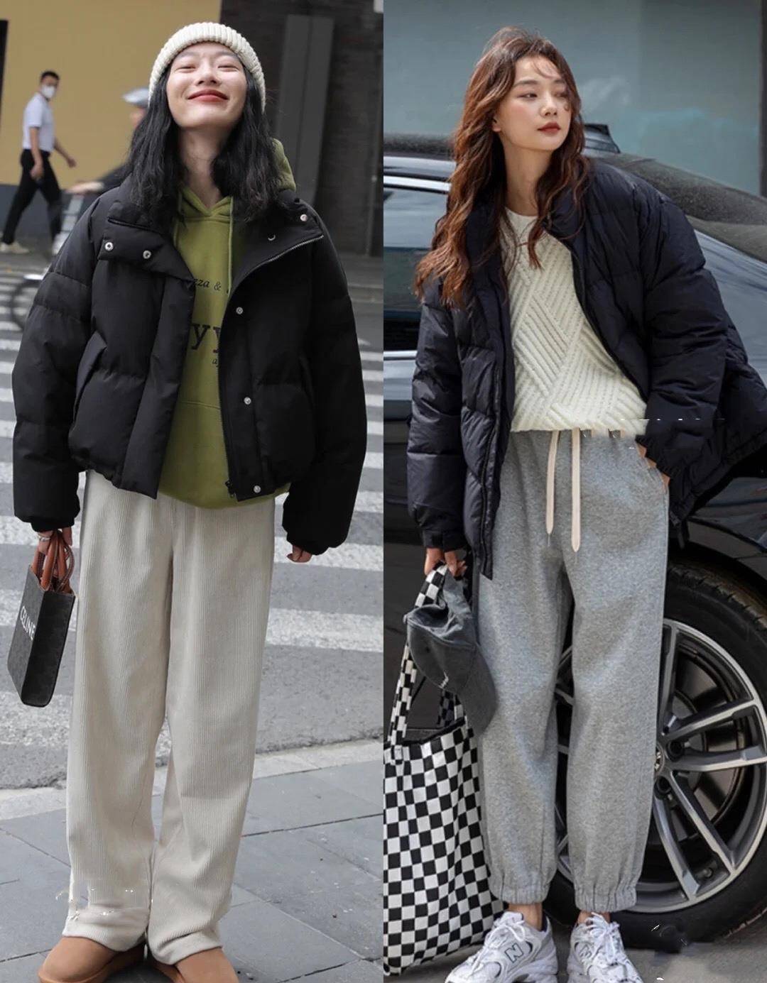 姐妹 人手一件的黑色羽绒服怎么穿才好看？