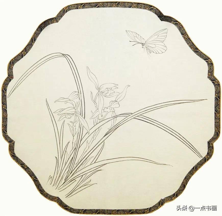 工笔兰花扇面示范