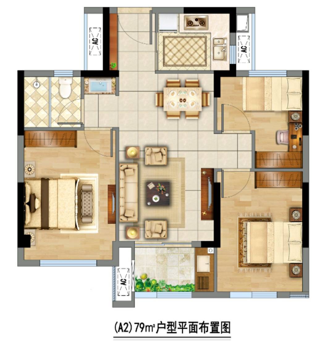 【户型图】:79神户型三房(三房两厅两卫)