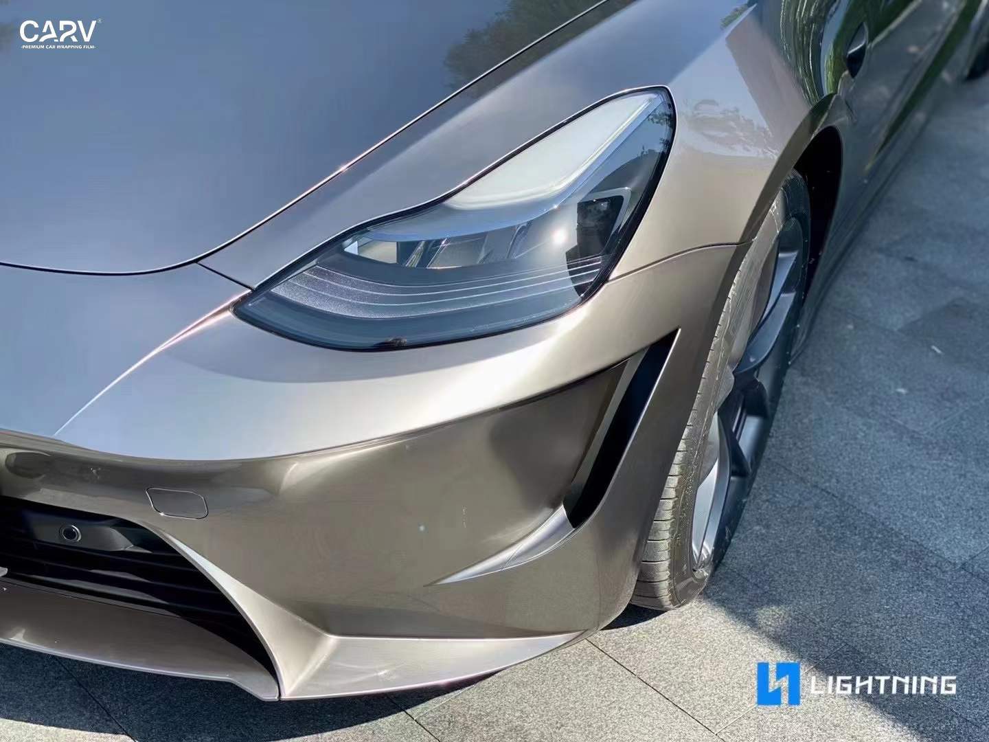 特斯拉model3卡孚改色膜pet液态金属银