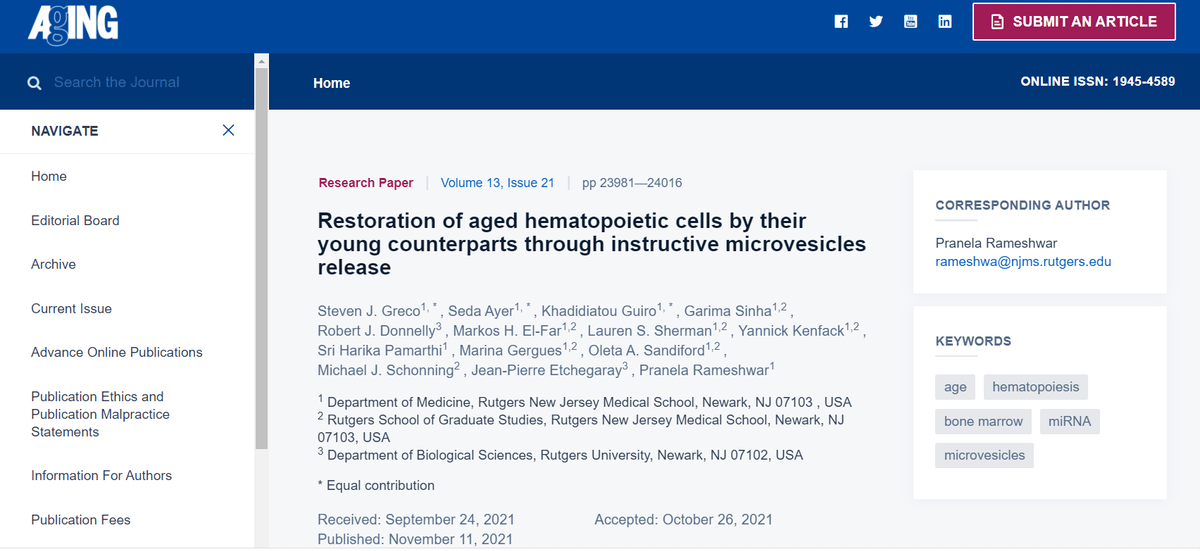 血液|富豪换血实验被超越？《Aging》： 年轻细胞可逆转老年造血功能