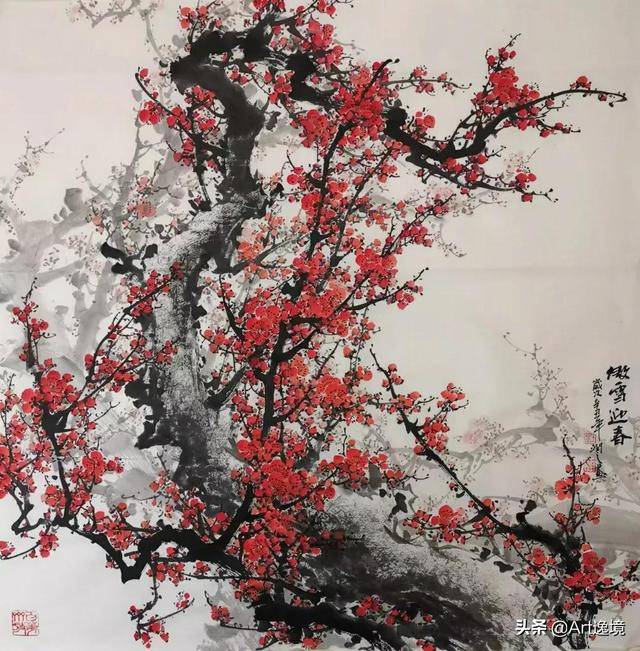 梅花技法|画家王润之红梅画法解析(组图)