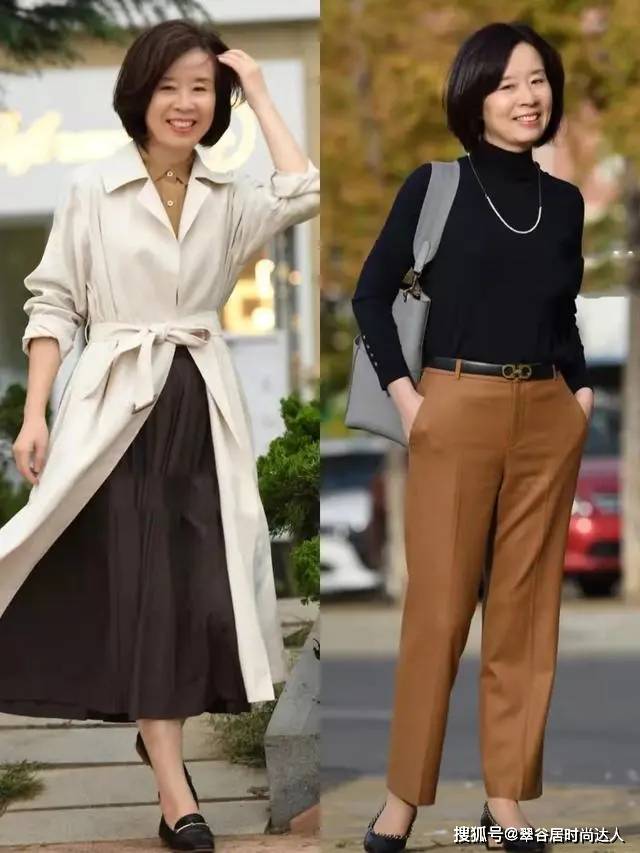 黑色 终于找到60岁妈妈的高级打扮，用“4款外套”打造年轻，照着穿很美