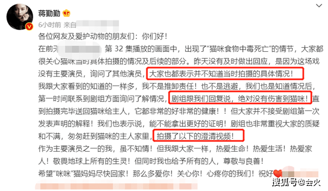 蔣勤勤回應「疑似虐貓」事件！拍攝時不在現場，否認故意推卸責任 娛樂 第2張