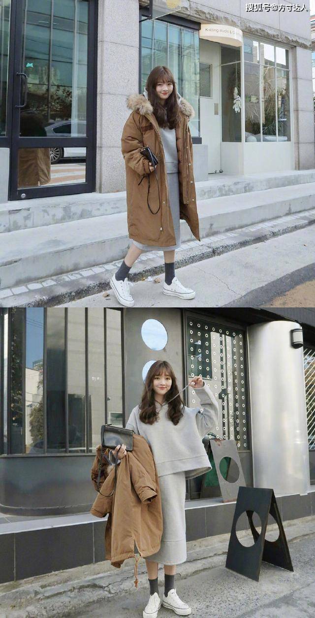 呢子 女生秋季穿搭分享，外套和内搭配在一起时尚，脱了外套也能美美哒