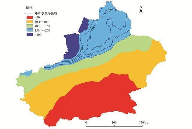 新疆年降水量分布图图片