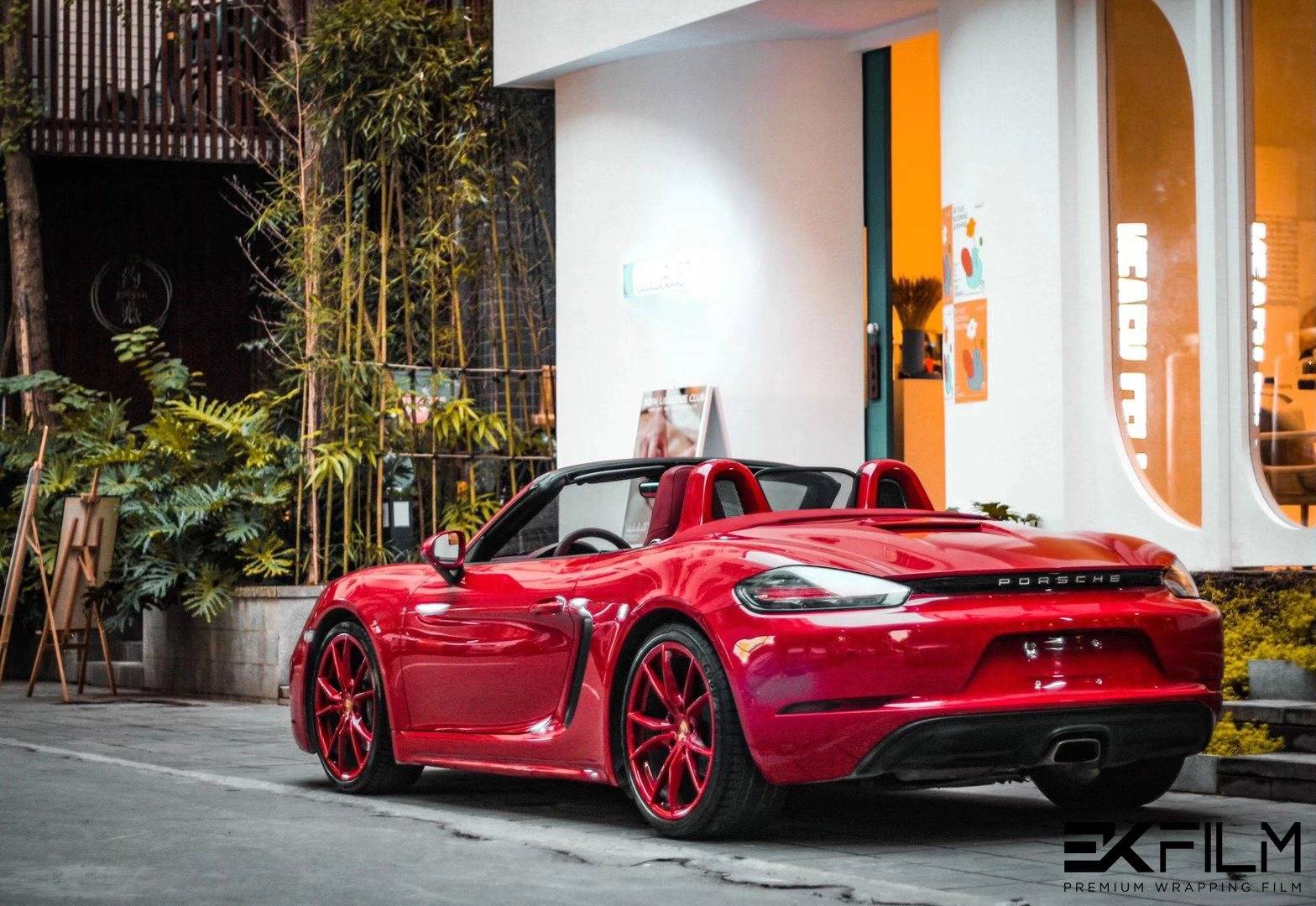 ek改色膜保时捷718水晶胭脂红