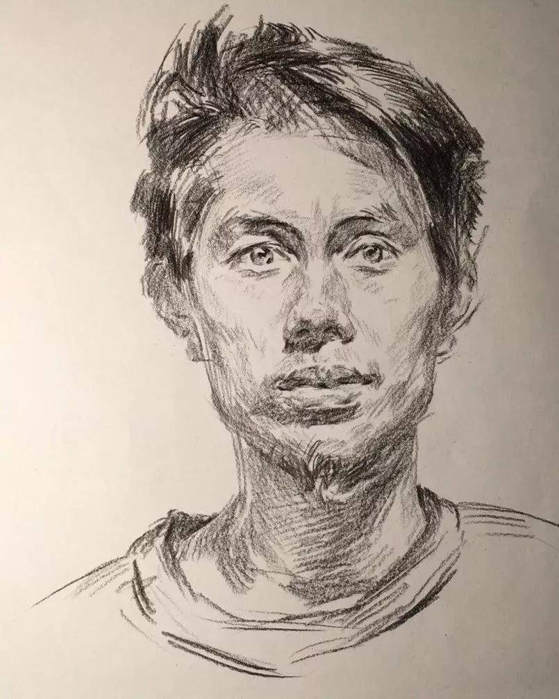 素描教程教你画一个长发沧桑男青年