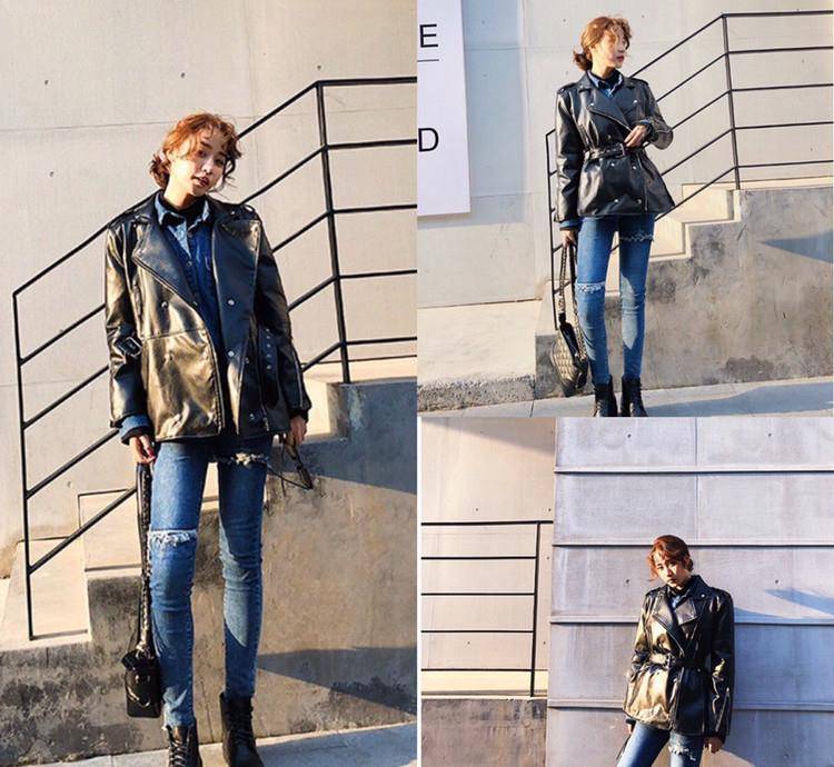 初恋 黑色皮衣外套搭配,与“初恋裤”是绝配