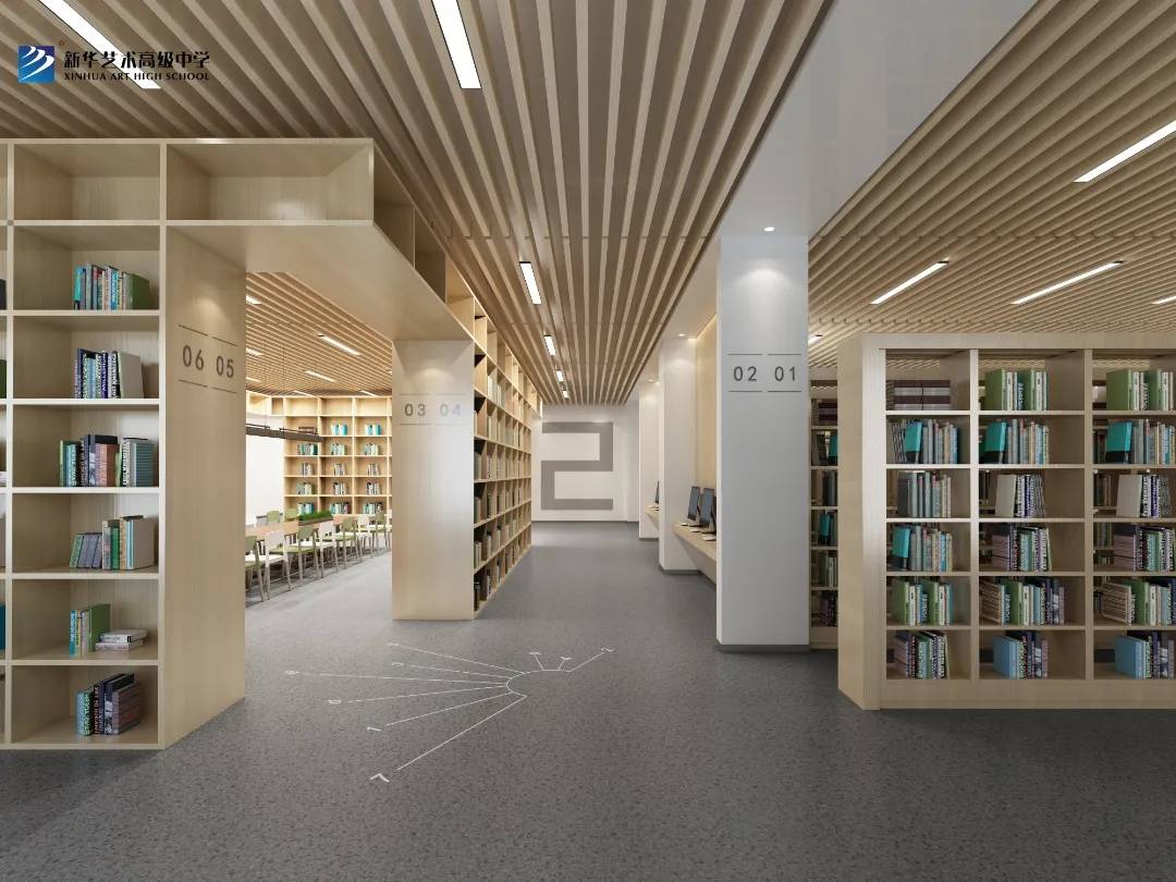 立学以读书为本",从西门入校,首先步入眼帘的是图书馆,图书馆设计通过