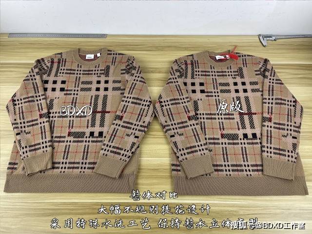 细节 巴宝莉/Burberry 21FW 对比感格纹羊绒针织衫