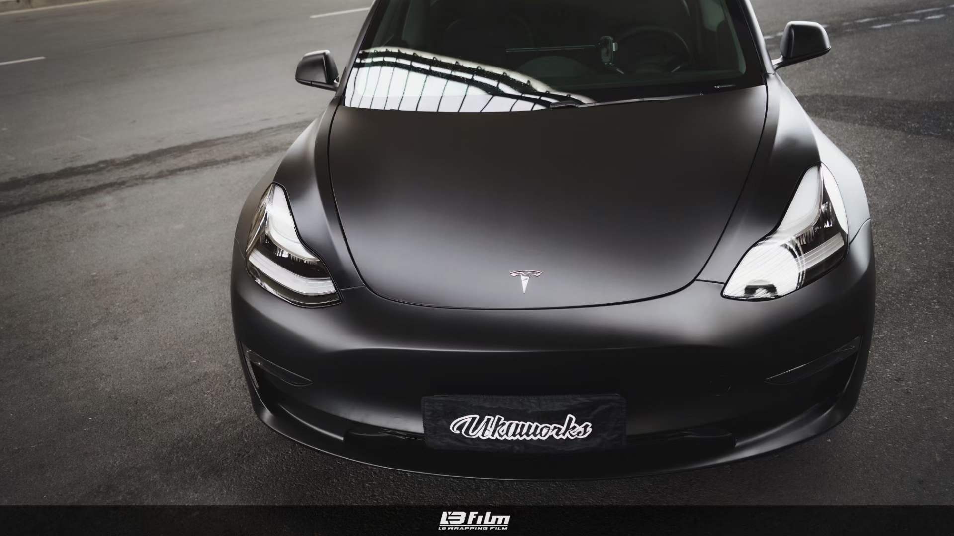 lbfilm改色膜:特斯拉-model 3全车lb改色膜光黑_亚光_-matt_black