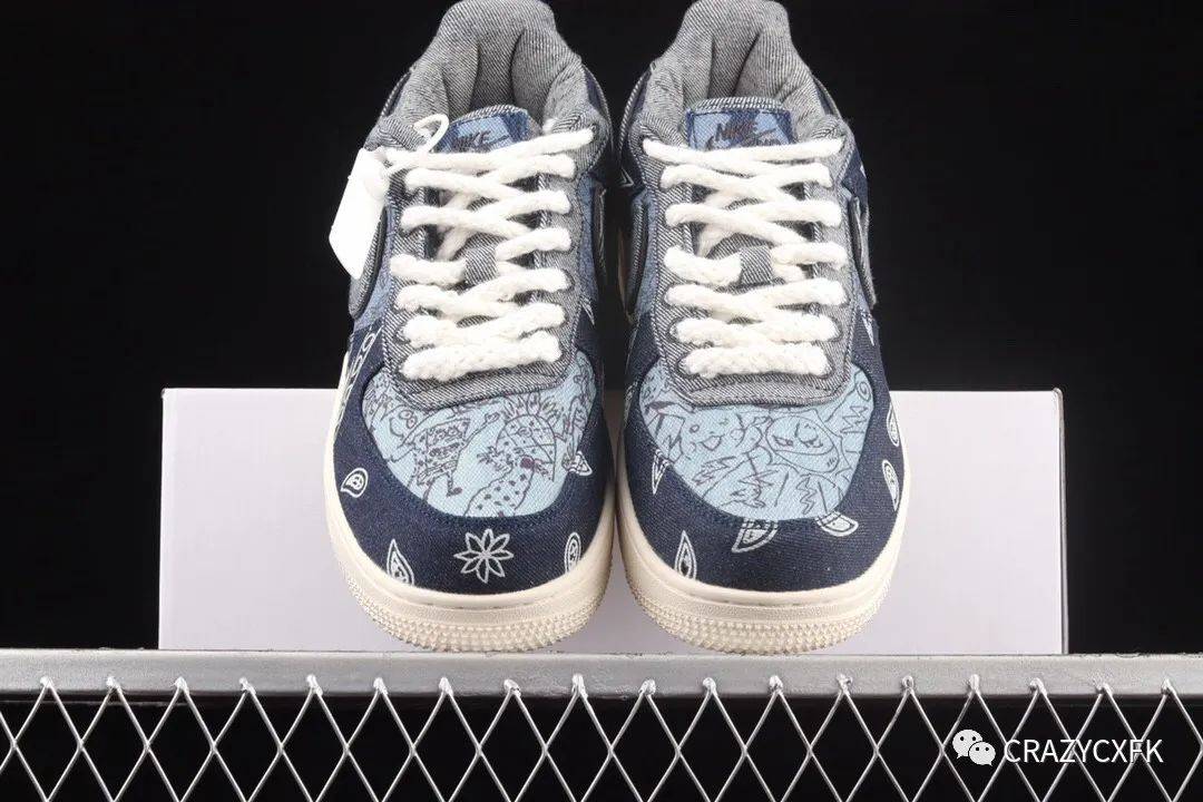 耐克nikeairforce1low空军一号腰果花赤耳丹宁牛仔布板鞋