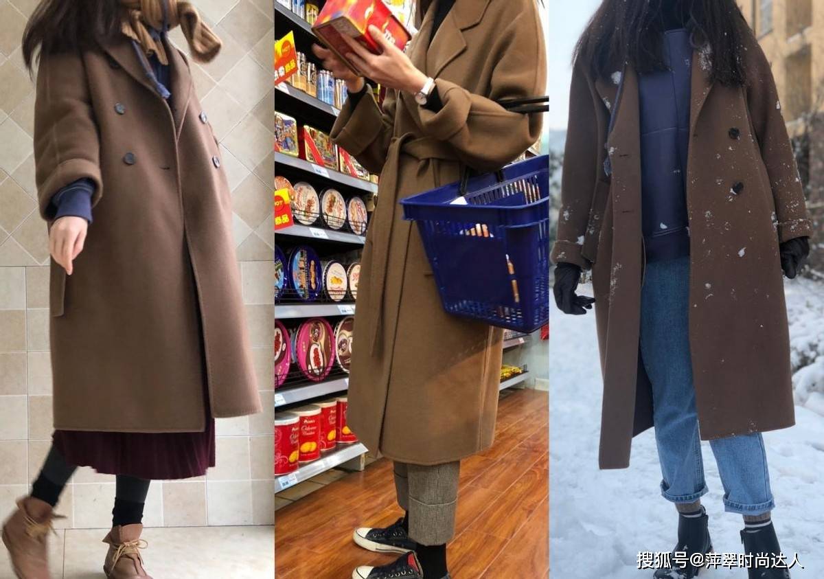 黑色 爱美的女人冬天穿“大衣”，用“一衣多穿”方式，好穿又百搭