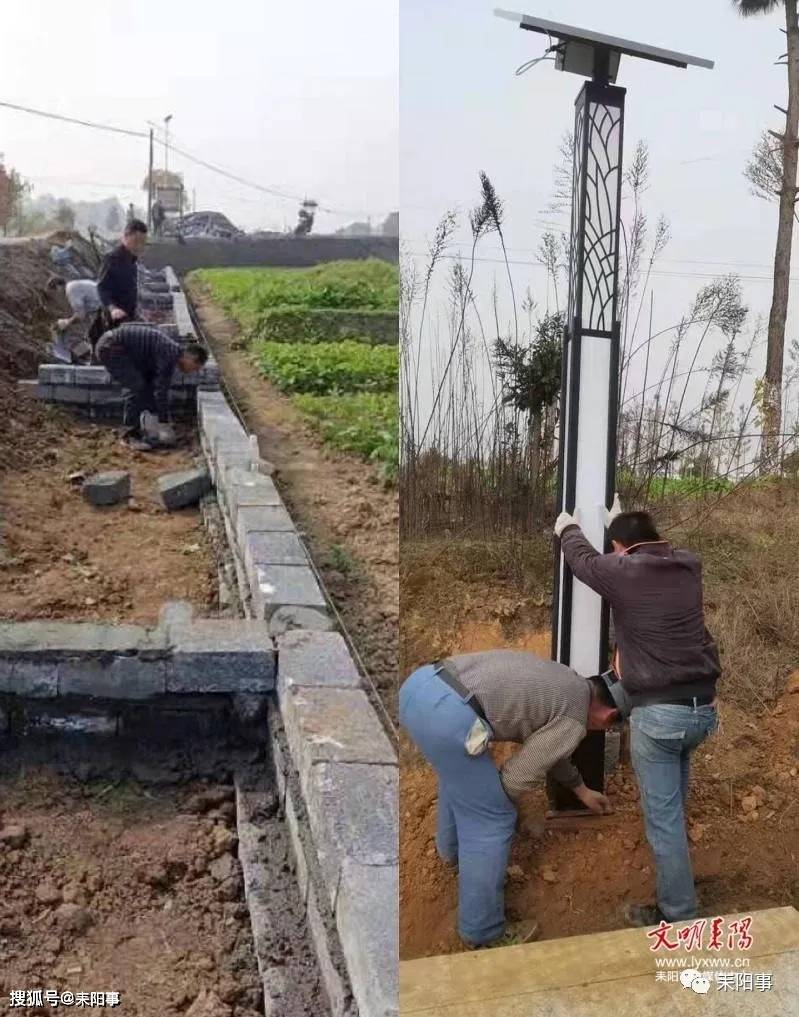 在耒阳市渠塘村,工人们正热火朝天地进行着道路修建工作,大家沐浴着