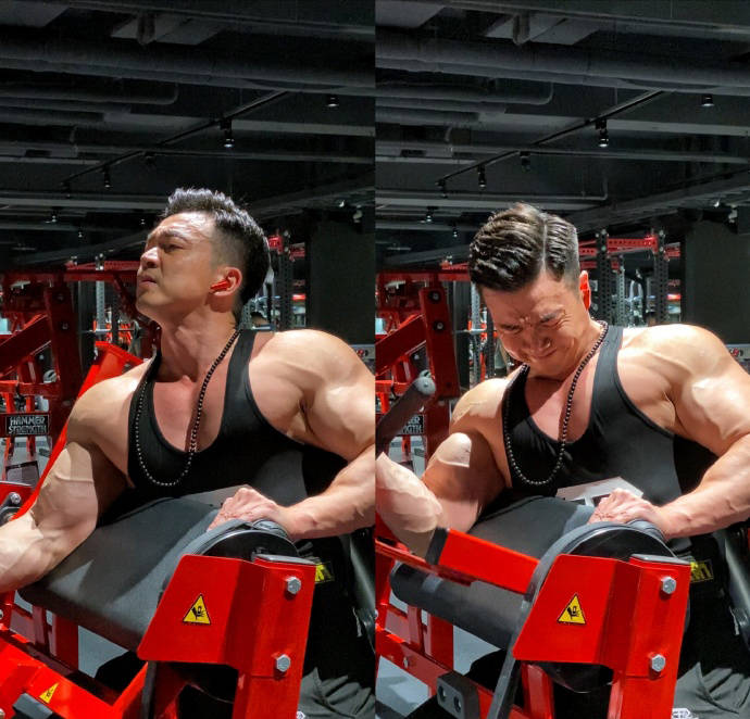 43岁的肌肉大叔是主持人也是健身达人霸气麒麟臂健壮给力