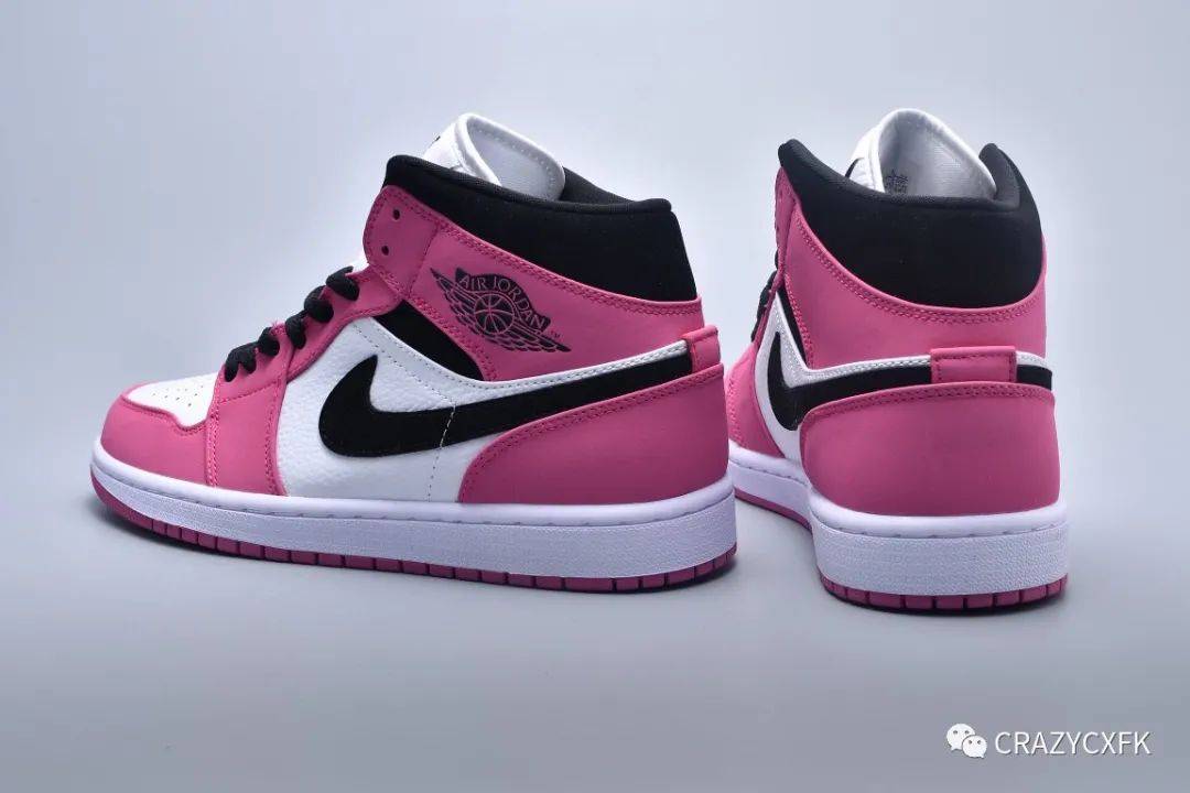 乔丹air jordan 1 mid berry 浆果粉中帮篮球鞋_swoosh_粉色_皮革