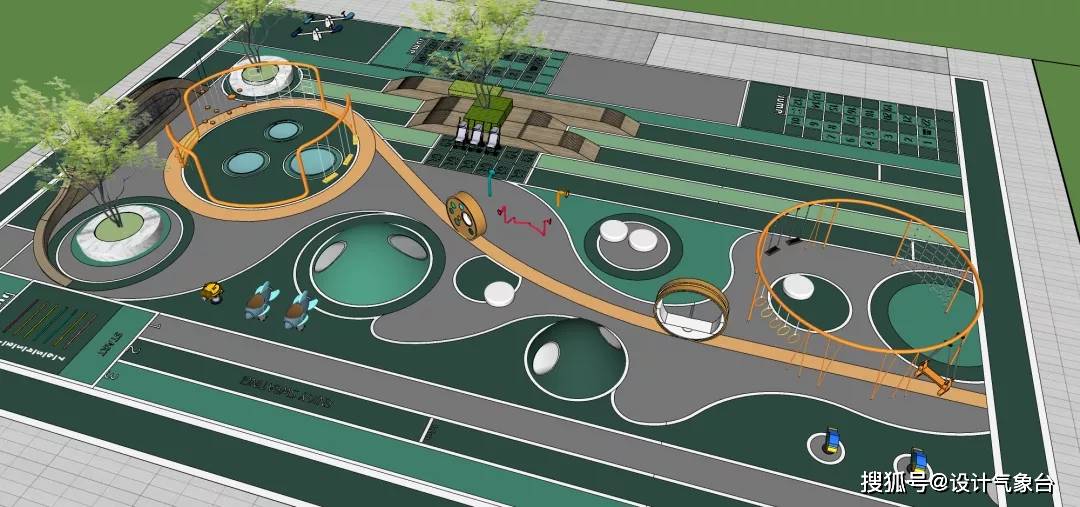 渲染效果图顶配儿童游乐设施su模型儿童游乐场地cad施工图在公众号