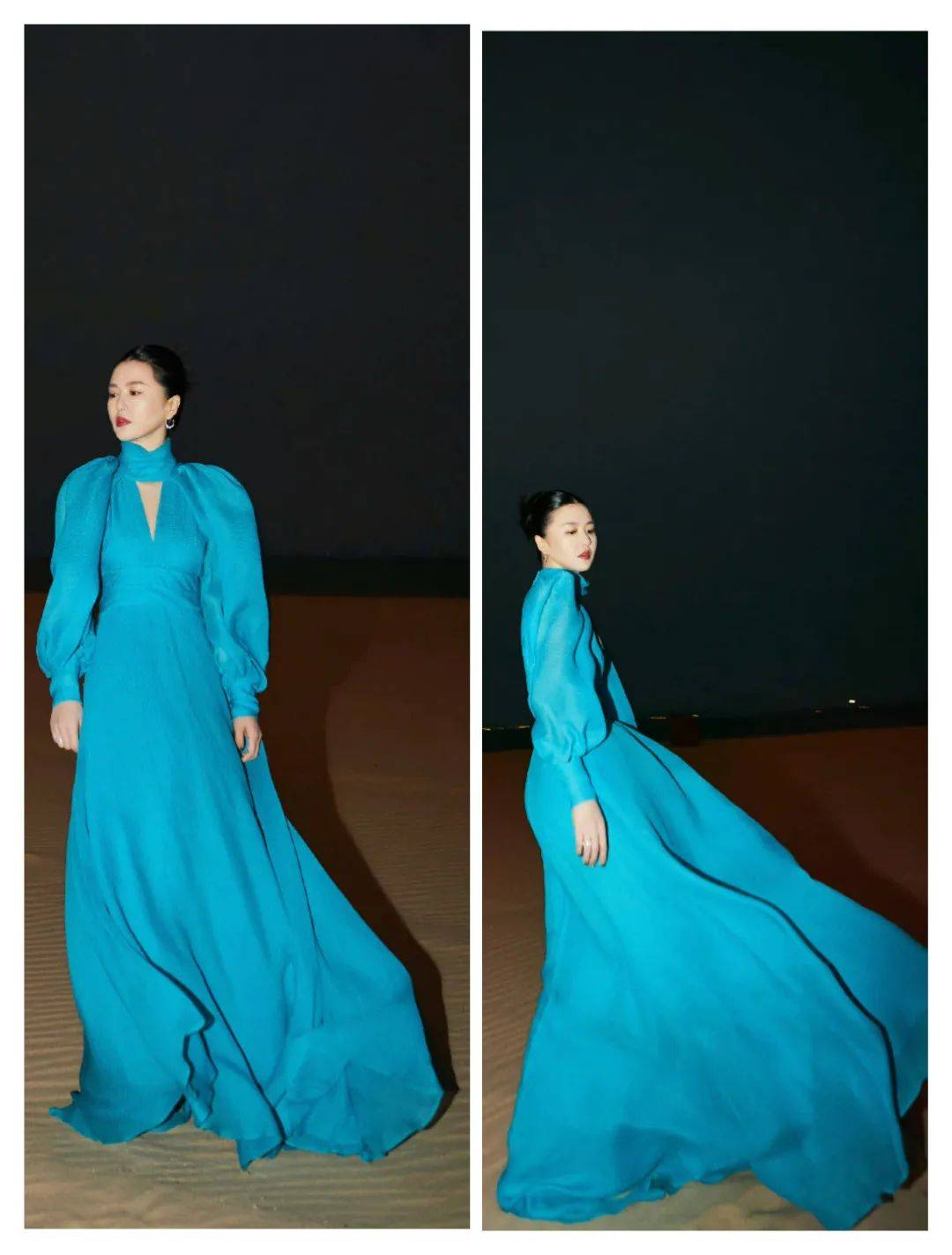谭维维、杨丞琳的穿搭，让蓝色系色彩更添优雅时尚