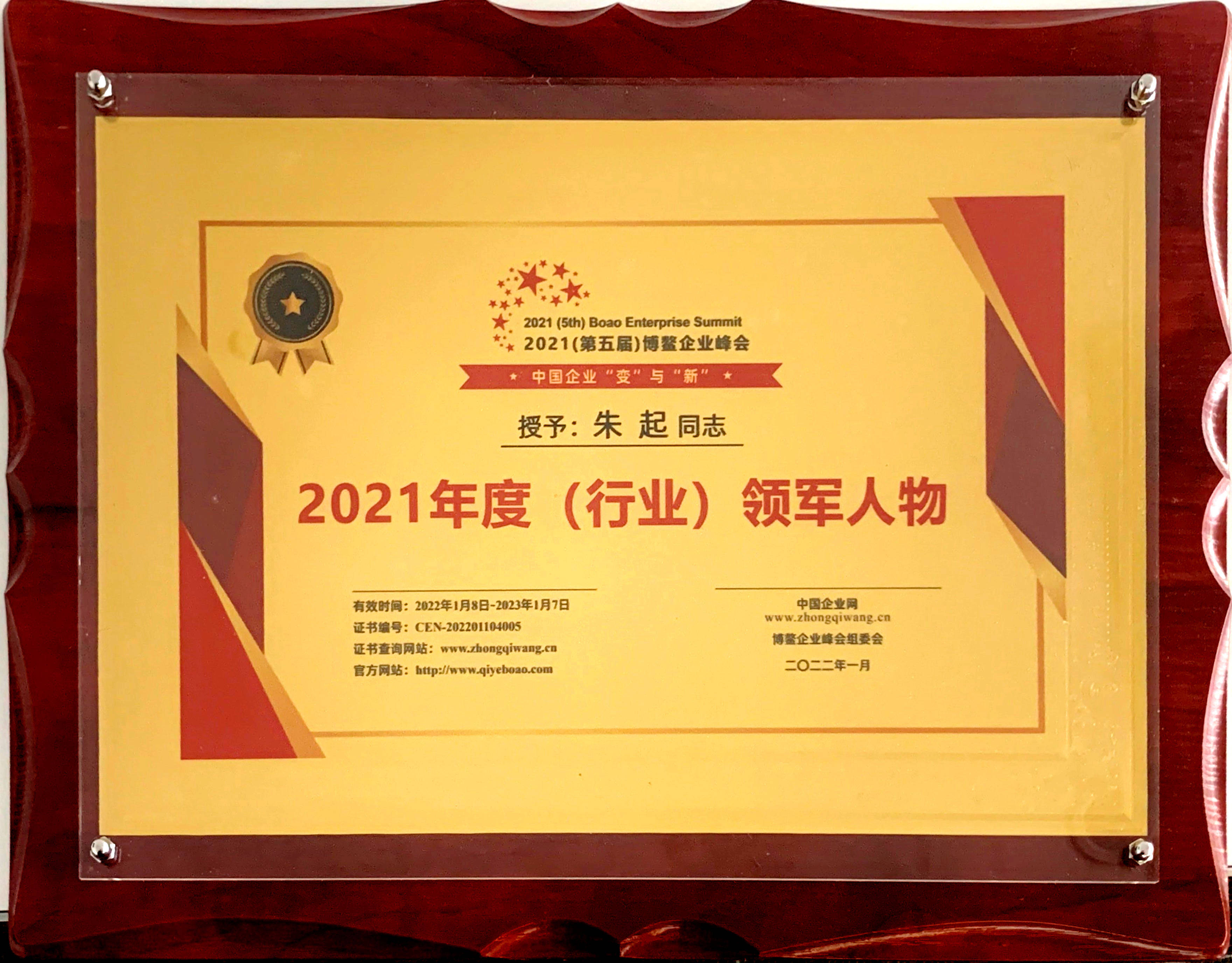 博鳌企业论坛海南召开维妥科技创始人朱起入选2021年度行业领军人物