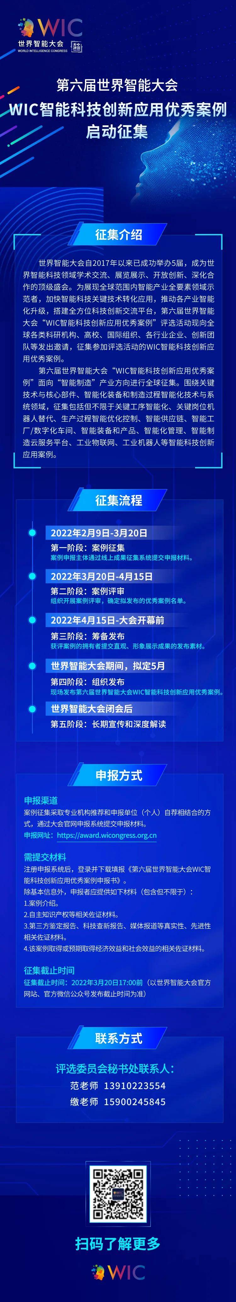 征集|第六届世界智能大会WIC智能科技创新应用优秀案例启动征集