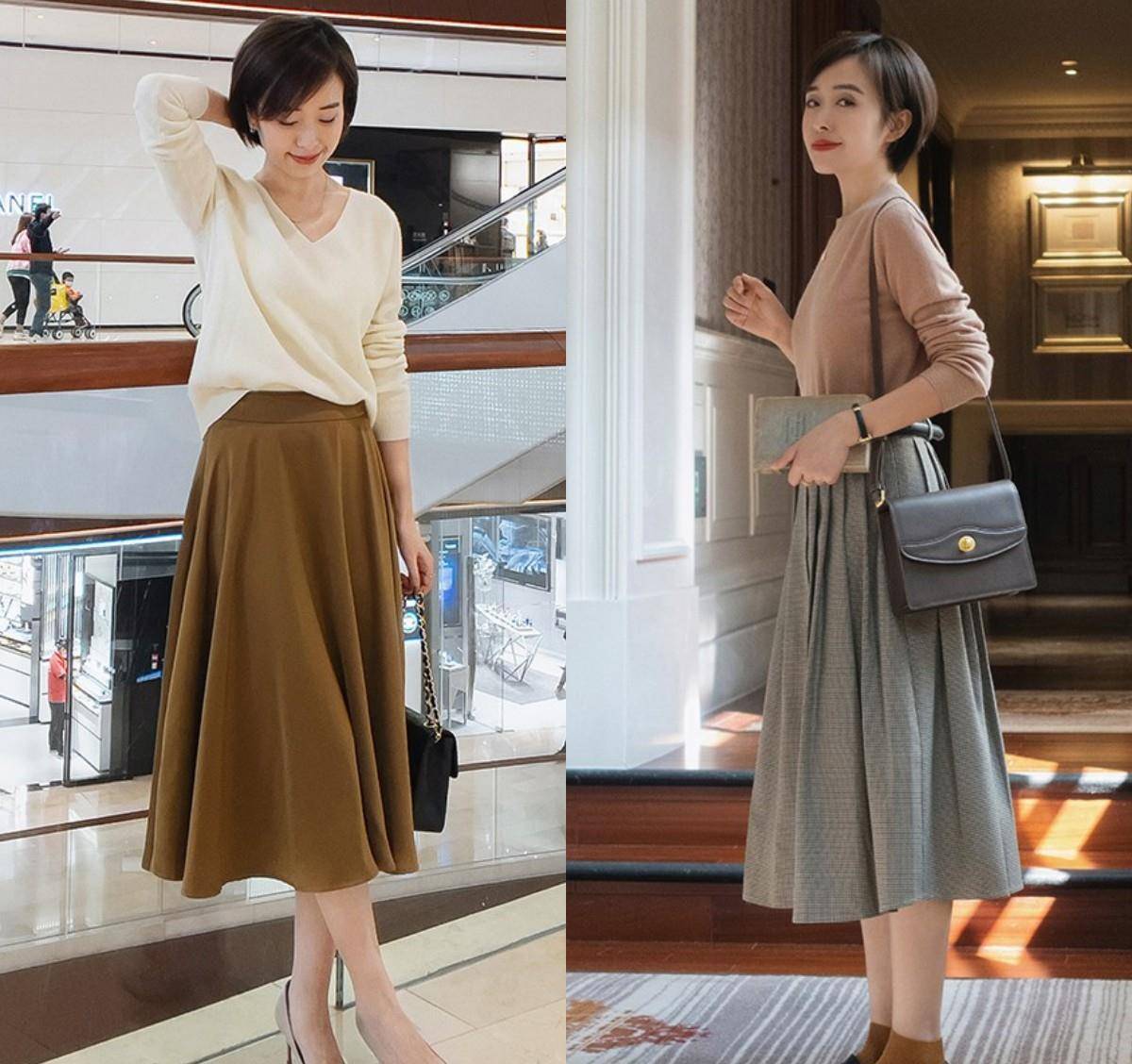 西装 立春，穿“半身裙”很有女人味，但要选对款式、搭对上衣才更优雅