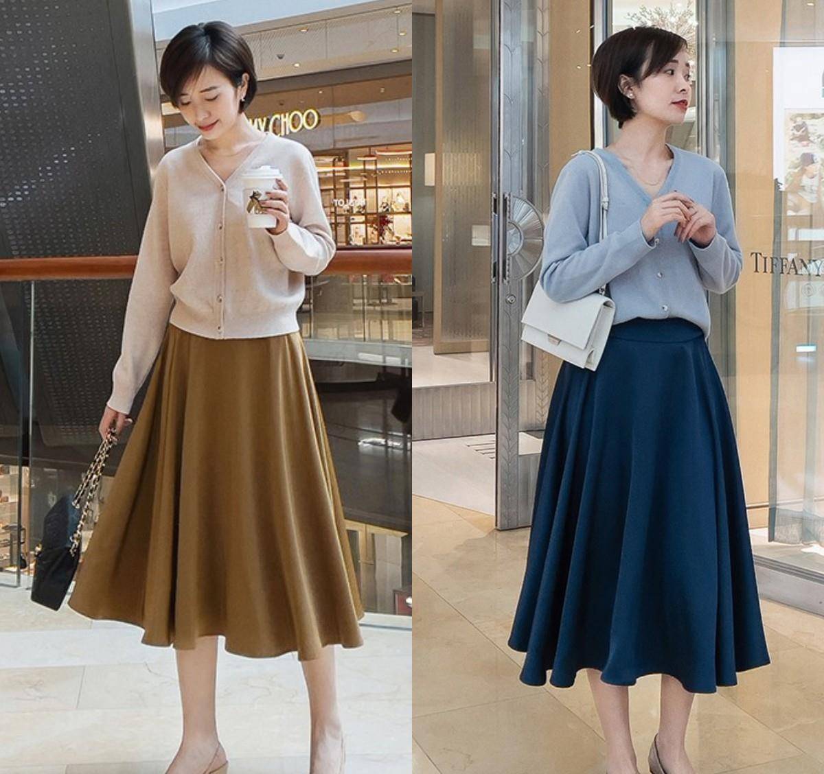 西装 立春，穿“半身裙”很有女人味，但要选对款式、搭对上衣才更优雅