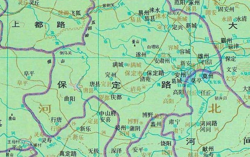 明朝时期的地图清朝时期, 直隶巡抚治所从正定迁往保定,使保定成为