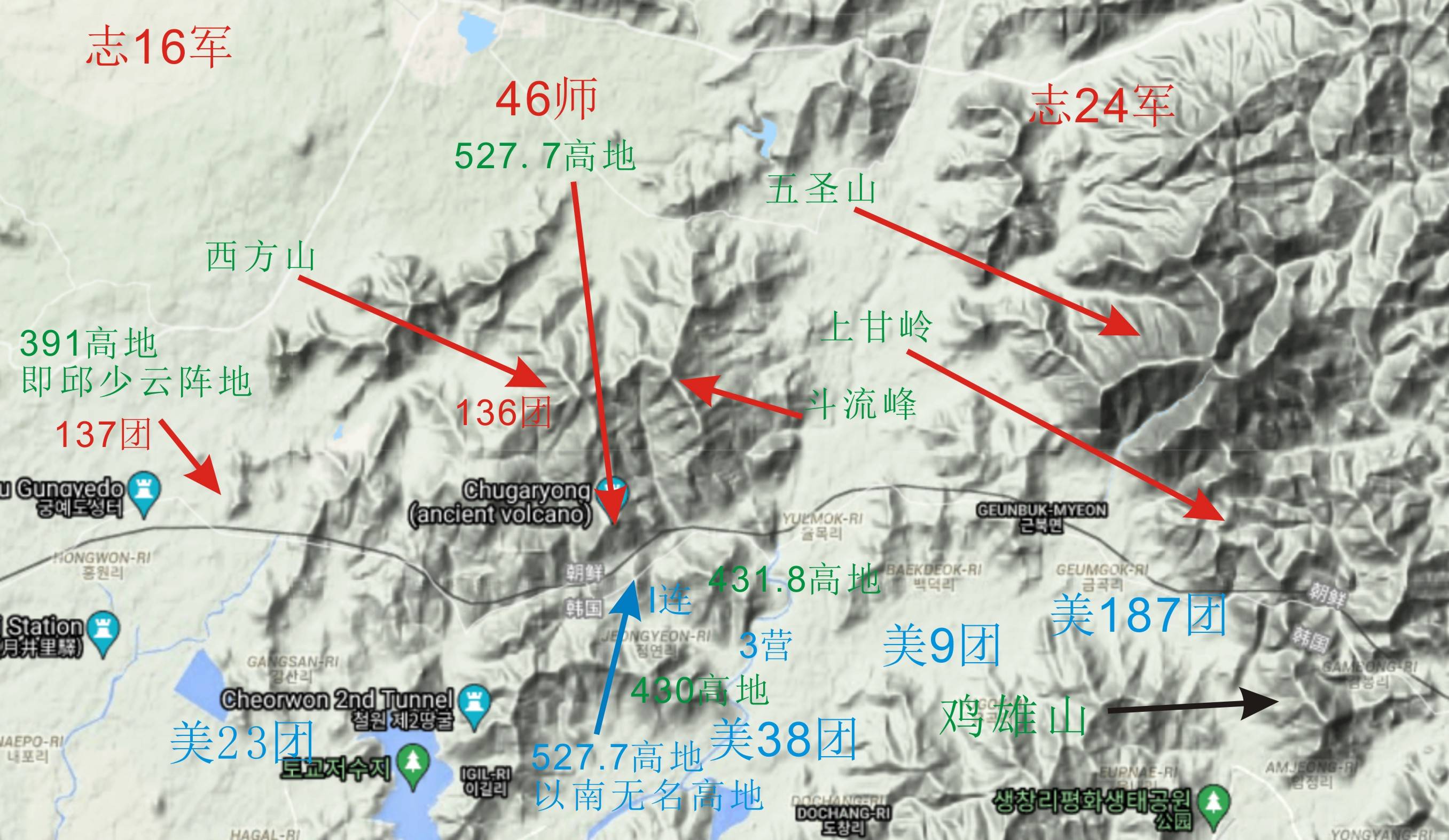 志愿军在中部战线最重要的战略要点是西方山(不是五圣山,也不是上甘岭