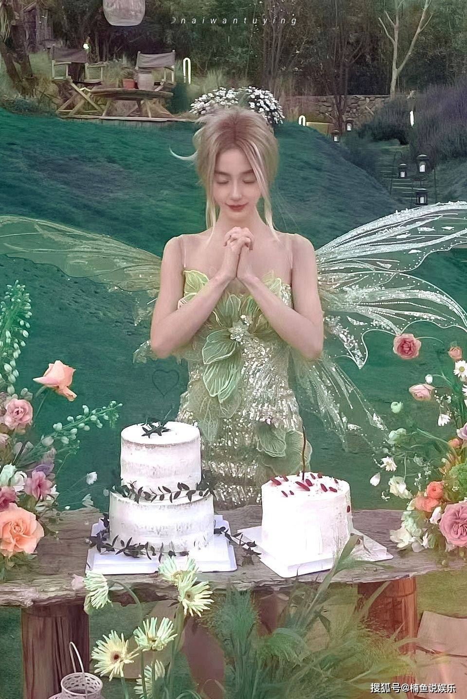 金发baby生日现场照流出，穿绿裙染金发宛如精灵，妥妥的森林公主