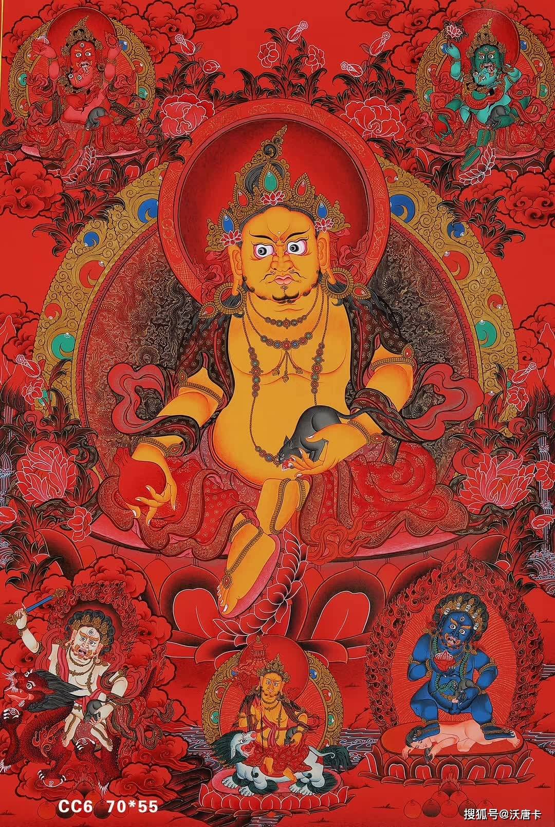 接下来请朋友们欣赏一组编号为158-624862的红唐五方财神唐卡:通过沃