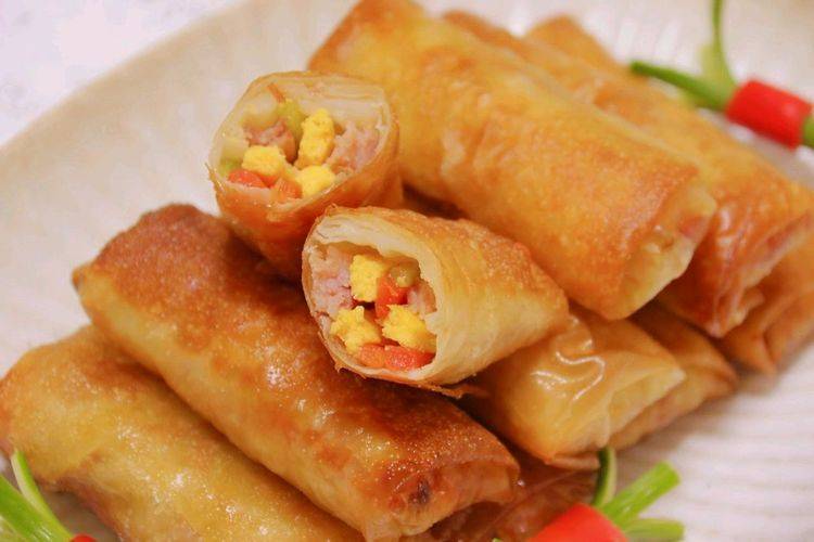 原创不用揉面也能做出快手春卷真的太好吃了孩子也爱不释口