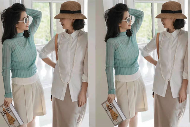 全在线 三木母女最新春夏穿搭，颜值气质全在线，“敢穿”的女人就显年轻