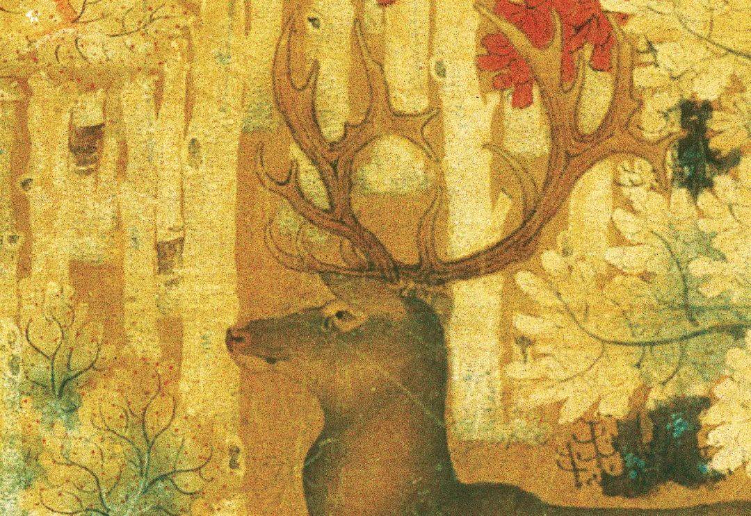 五代佚名丹枫呦鹿图