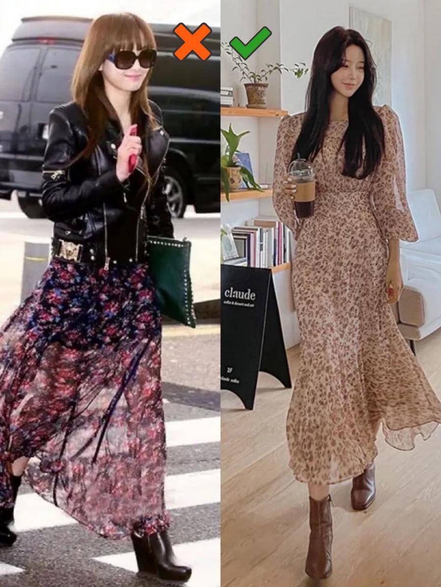 左图 40岁以后的女人,选印花裙要懂得“6不穿”,远离土气和廉价