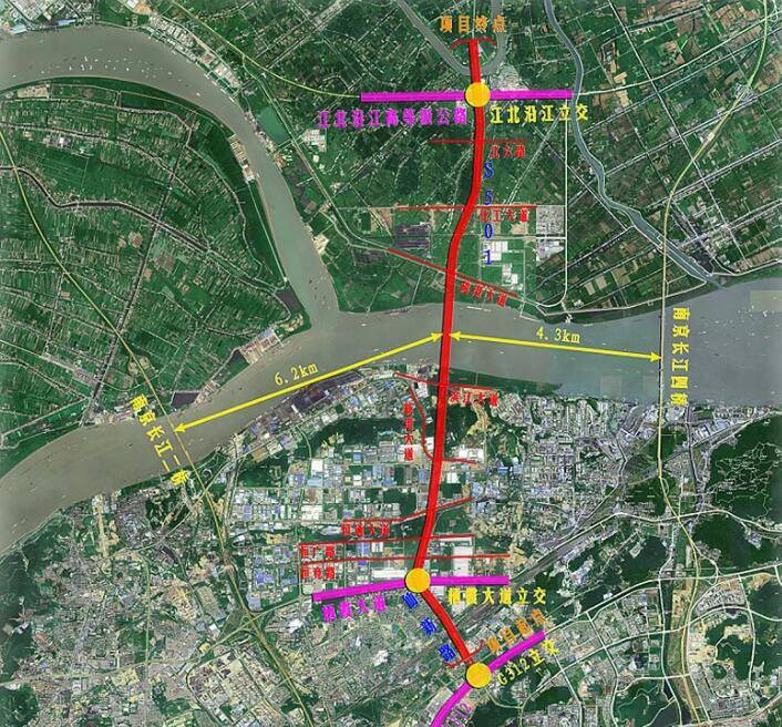 仙新路長江大橋就建設於南京長江二橋和南京長江四橋之間,離兩座長江