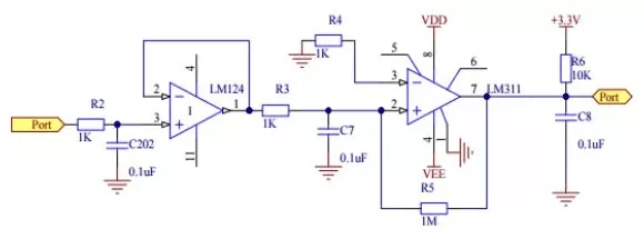 lm124的这种连接起着电压跟随器的作用,它构成了电压跟随器的作用.