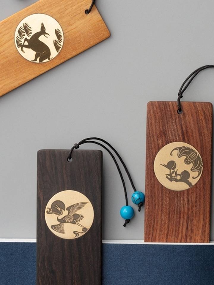 中国国家博物馆 福禄寿喜木质书签_图案_雕刻_礼品