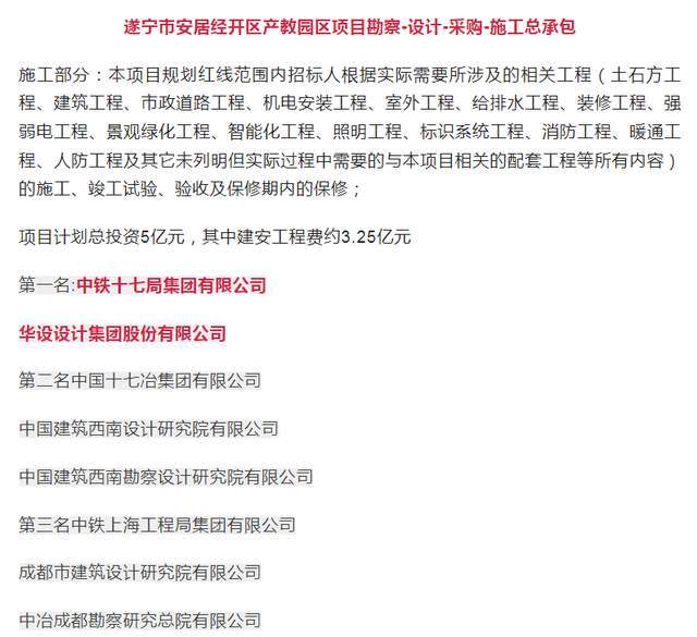 建筑西南设计研究院有限公司第二名中国十七冶集团有限公司华设设计