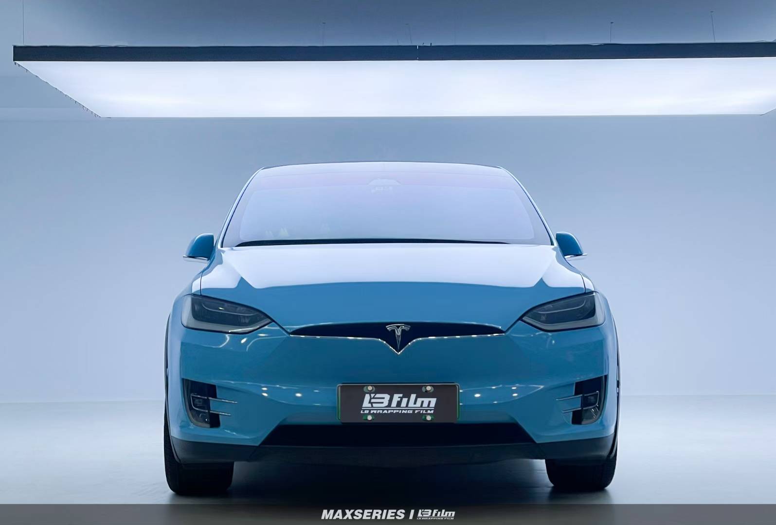 这颜值不俗,特斯拉-modelx超亮北卡蓝改色膜 lbfilm