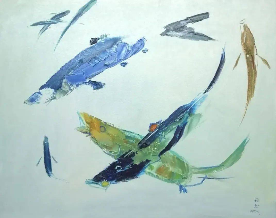 天地 油畫120x80cm 2020年大魚天地 油畫140x140cm 上九十年代聶耳